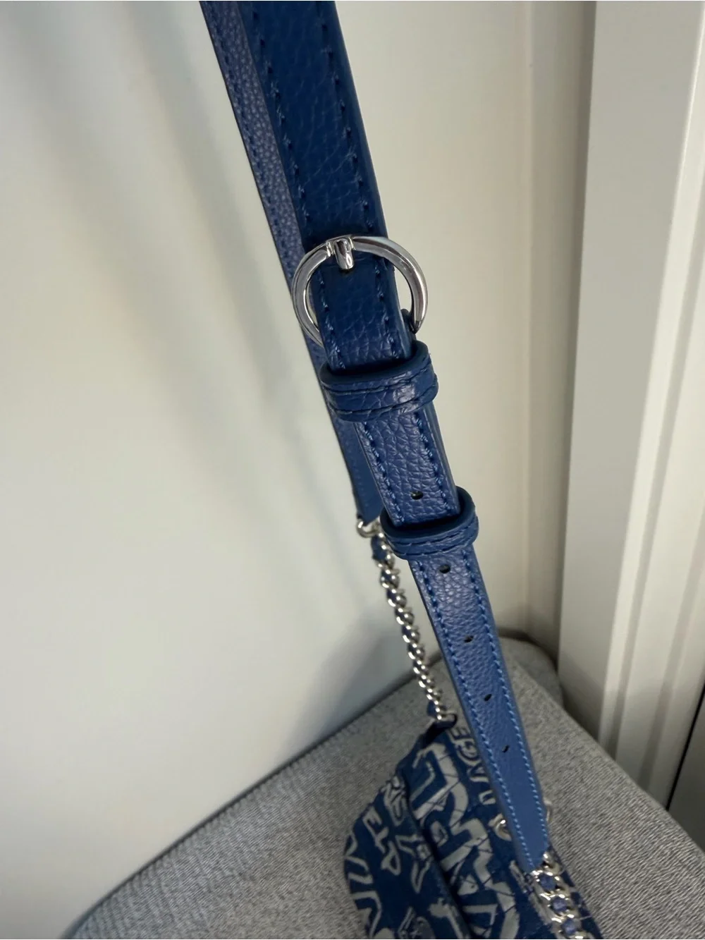 Authentic Karl Lagerfeld Blue and Silver Graffiti Crossbody Bag